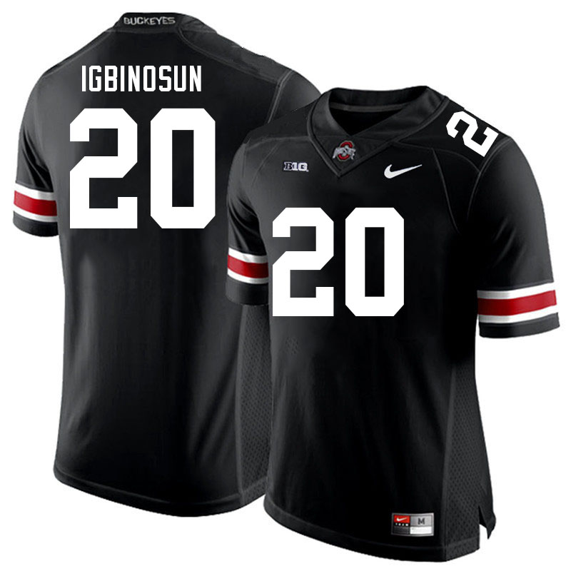 Ohio State Buckeyes Davison Igbinosun Men's #20 Black Authentic Stitched College Football Jersey